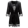 Strap nightdress three-piece lace sexy pajamas (picture color)