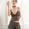 Sexy see-through sexy home service two-piece sexy lingerie pajamas set (picture color)