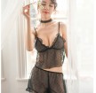 Sexy see-through sexy home service two-piece sexy lingerie pajamas set (picture color)